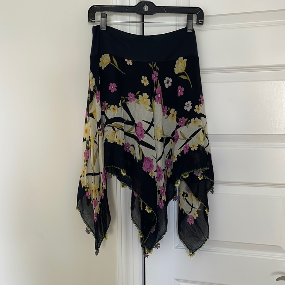 Vintage Floral Black and Pink Women's Skirt